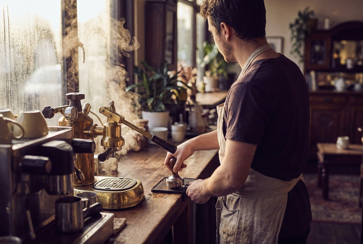 A new business owner opening up on their first morning